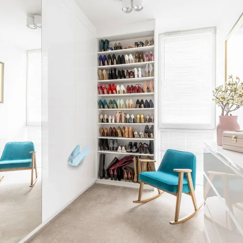 Vista 2 de Organizador de ranuras para zapatos, organizador ajustable para zapatos, ahorrador de espacio para zapatos, soporte para zapatos de doble plataforma