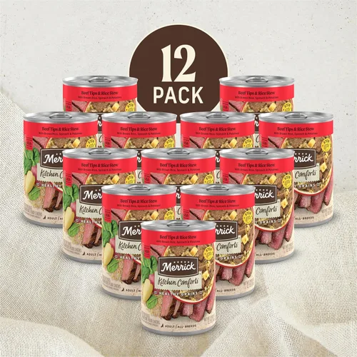 Vista 4 de Merrick - Kitchen Comforts - Comida húmeda para perros: salsa, trozos de carne de res, guisado de carne con arroz y arroz integral, con granos, (12)
