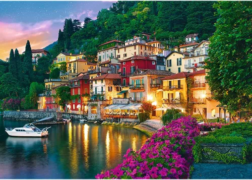 Vista 2 de Trefl Lake Como, Italia - Rompecabezas de 500 piezas con impresión roja de 19 x 13 pulgadas, rompecabezas de bricolaje, diversión creativa