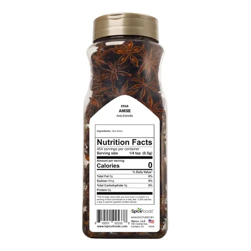 Vista 2 de iSpice Premium Anís estrellado multiusos Especias esenciales de cocina Anis Estrellado Estrella De Anis totalmente natural 8 oz (227 g)