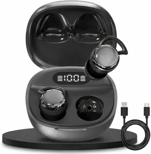 Vista 4 de Mini auriculares invisibles para dormir, Bluetooth inalámbrico para dormir cómodamente de lado, auriculares ultra pequeños para pequeños canales