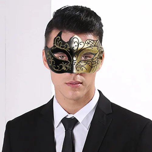Vista 3 de IDOXE Golden Black Couples Masquerade Masks METAL Half Face Venetian Masquarade Ball Gowns