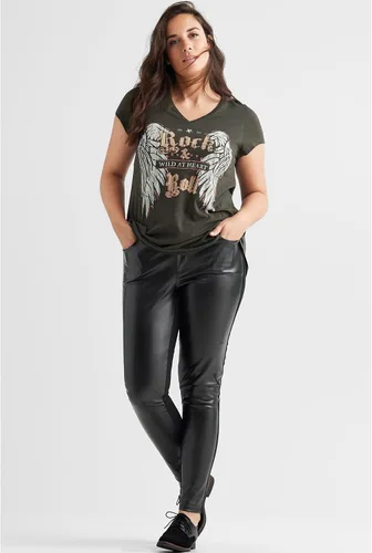 Vista 4 de Ellos Camiseta estampada Rock & Roll de talla grande para mujer