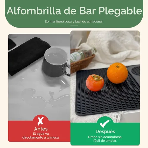 Vista 3 de Tapete de bar, accesorios de bar, tapete de cóctel plegable multifuncional con tabla de cortar, tapete de secado de 18 x 12 pulgadas, tapete de bar