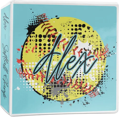 Vista 8 de Carpeta personalizada de sóftbol con 3 anillas, 1 pulgada, multicolor