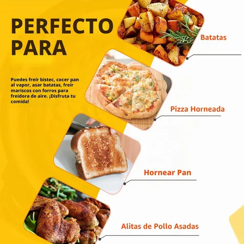 Vista 6 de Katbite 200 piezas de 6.5 pulgadas, revestimientos cuadrados sin blanquear, papel pergamino perforado resistente para freidora de aire, cesta
