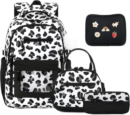 Vista 15 de 4PCS Girls Backpack Pin Display Ita Bag with Lunch Box B-negro Bloom
