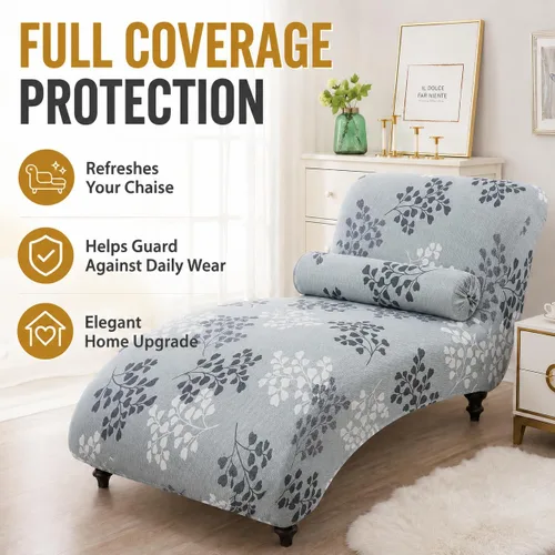 Vista 5 de Funda Impresa para Chaise Lounge sin Brazos Interior Funda Elástica para Silla para Sala de Estar Dormitorio Funda Elástica sin Brazos para Chaise