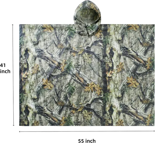 Vista 3 de Poncho de lluvia de camuflaje, abrigo impermeable multiusos