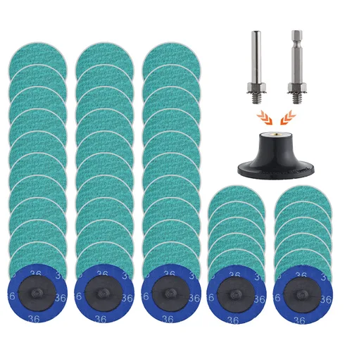 Vista 7 de Tshya Quick Change Grinding Disc, 50 Pcs 2 inch Sanding Discs, Zirconia Coated Roll Lock Disc for Surface Prep (36 Grit)