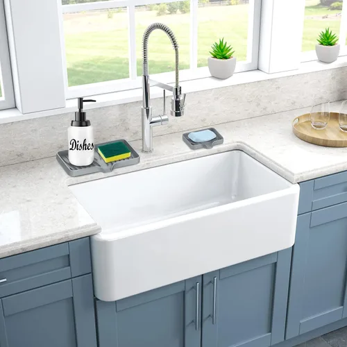 Vista 6 de Bandeja para fregadero de cocina, bandeja de jabón de cocina autodrenante, soporte de esponja de silicona para fregadero de cocina, baño