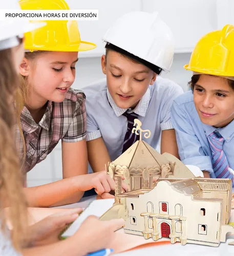 Vista 4 de Puzzled The Alamo - Rompecabezas de madera 3D para niños, 57 piezas
