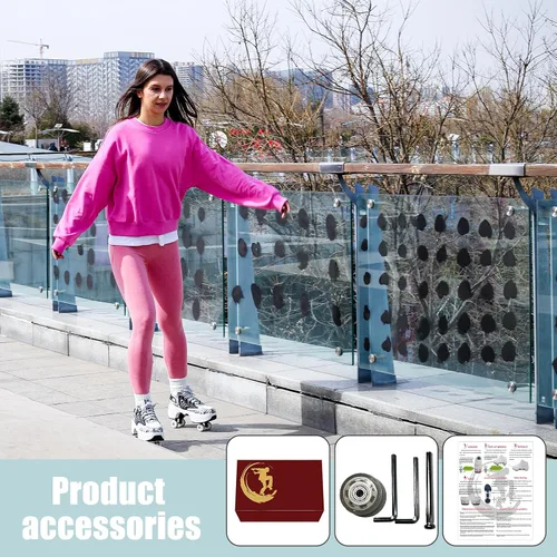 Vista 6 de Zapatos de patinaje para mujer, cuatro rondas, zapatos de patines de ruedas para niños que se convierten en patines de ruedas, zapatos ligeros al