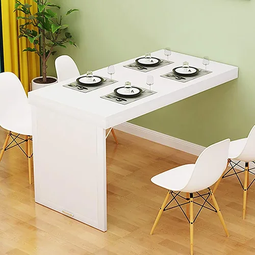 Vista 7 de Mesa de comedor plegable montada en la pared para espacios pequeños, mesa de comedor de madera para montar en la pared, mesa de cocina plegable