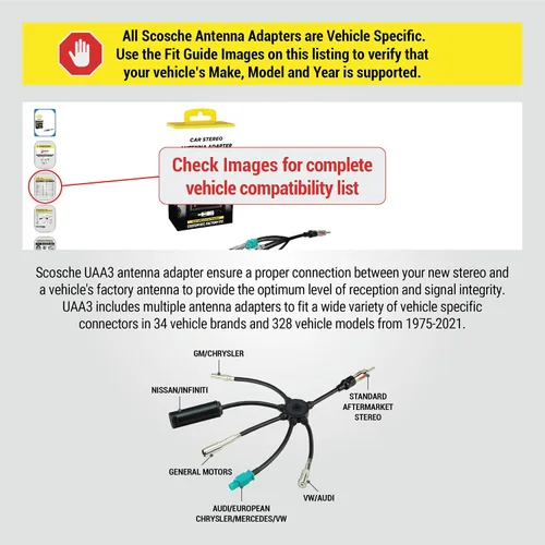 Vista 2 de SCOSCHE Adaptador de antena todo en uno para vehículos múltiples UAA3