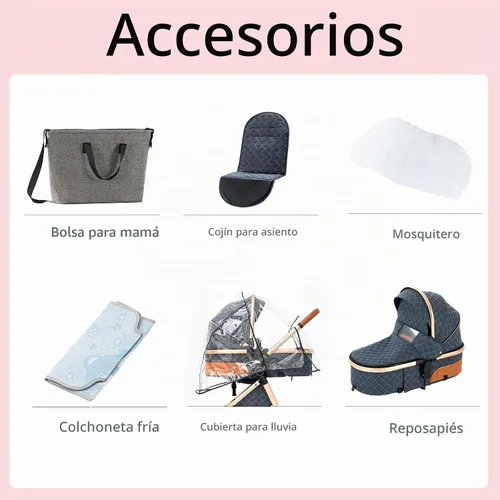 Vista 2 de Cochecito de bebé 2 en 1, cochecito convertible, cochecito estándar reversible, cochecito de bebé portátil, cochecito de bebé, cochecito plegable