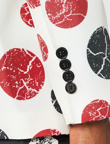 Vista 3 de SUITMEISTER Traje estampado de Halloween para hombre, disfraz de fiesta de cosplay, chaqueta ajustada para adultos, pantalones y corbata..