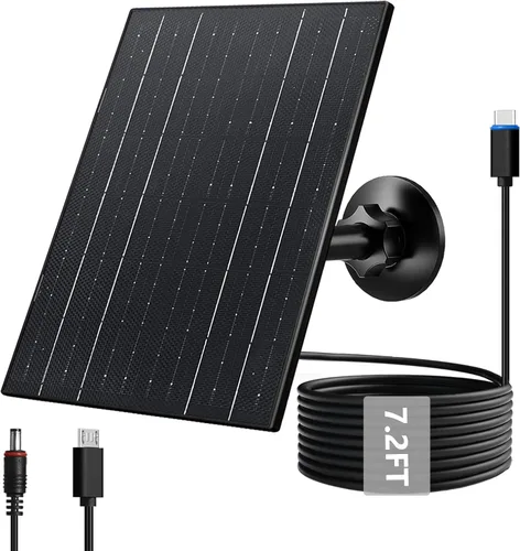 Vista 9 de Zivif Panel solar de 7 W para cámara de seguridad, cargador de panel solar USB C de 5 V compatible con cámara de batería recargable, IP65