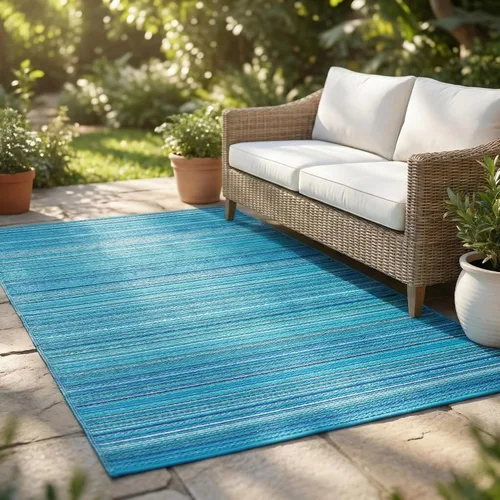 Vista 17 de FH Home - Alfombra para exteriores, impermeable, resistente a la decoloración, reversible, plástico reciclado de alta calidad, acabado geométrico