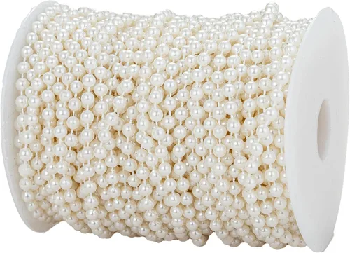Vista 14 de Guirnalda de cuentas de perlas sintéticas para manualidades de 4mm rollo de hebra de perlas para decorar centros de mesa florales favor de fiesta
