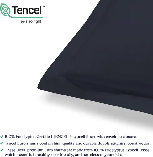 Vista 7 de Juego de 2 fundas europeas 100 % de eucalipto lyocell Tencel (26 x 26), enfriamiento natural, fibra Tencel Lyocell certificada, súper suave, sedosa
