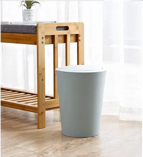 Vista 3 de Botes de basura de plástico con anillo de presión, con tapa/sin cubierta, para baño, (color : con cubierta azul) cesta