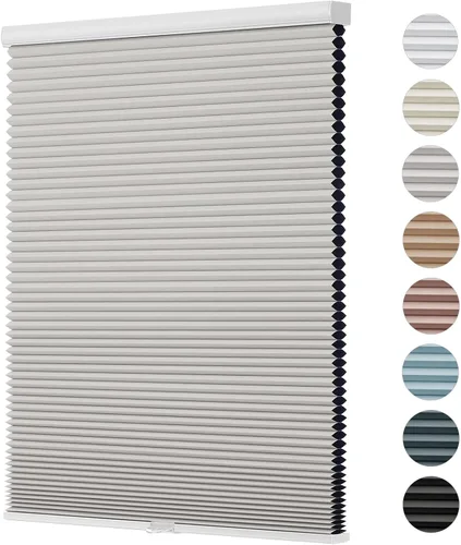 Vista 21 de Changshade - Persianas personalizadas de panal opacas sin cordones para ventanas interiores, persianas de panal para habitación con oscurecimiento