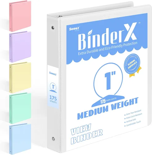 Vista 31 de BinderX - Carpeta de 3 anillos redondos extraduradera de 1 pulgada, se adapta a 175 hojas de papel de 8.5 x 11 pulgadas, cubierta personalizable