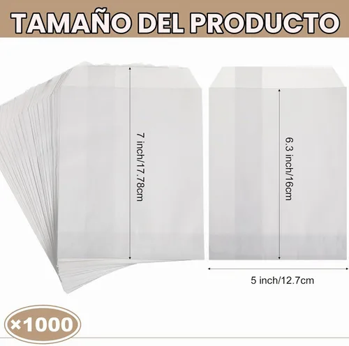 Vista 2 de Outus - Bolsa de papel kraft plana blanca (1000 unidades, 5 x 7 pulgadas)