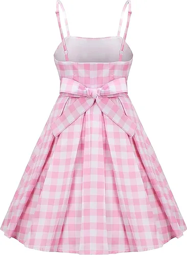 Vista 2 de Vestido de cosplay de película para niñas, disfraz rosa para fiesta de cumpleaños, 3-8 años