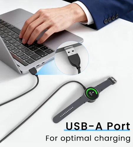 Vista 4 de Paquete de 2 cargadores USB compatibles con Samsung Galaxy Watch 8/8 Classic 7/6/6 Classic/5 Pro/5/4/3/FE/Ultra 2025/2024/Active 1/2 cable de carga