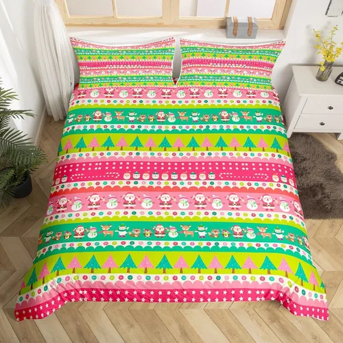 Vista 14 de Feelyou Juego de ropa de cama de Navidad gris para niños, tamaño individual, funda de edredón enana de Navidad para niños, niñas, adolescentes