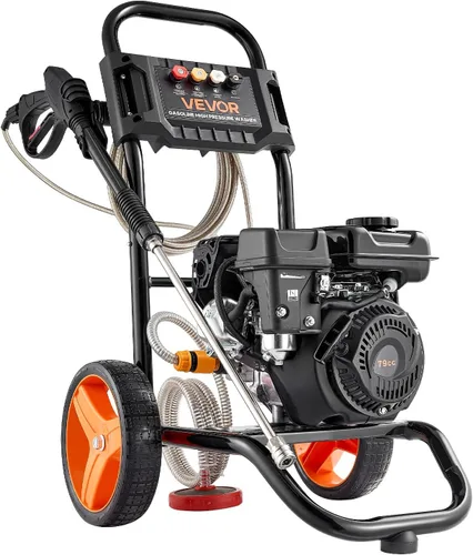 Vista 14 de VEVOR Lavadora a presión de gas 2900 PSI y 1.85 GPM máximo, bomba de aluminio mejorada con pistola rociadora y varita, juego de 4 boquillas