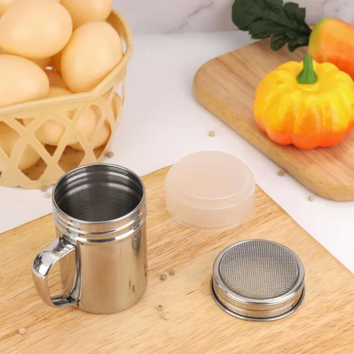 Vista 5 de Accmor 1 paquete espolvoreador de azúcar en polvo con mango, espolvoreador de canela tamizador de harina, colador de malla fina de acero inoxidable