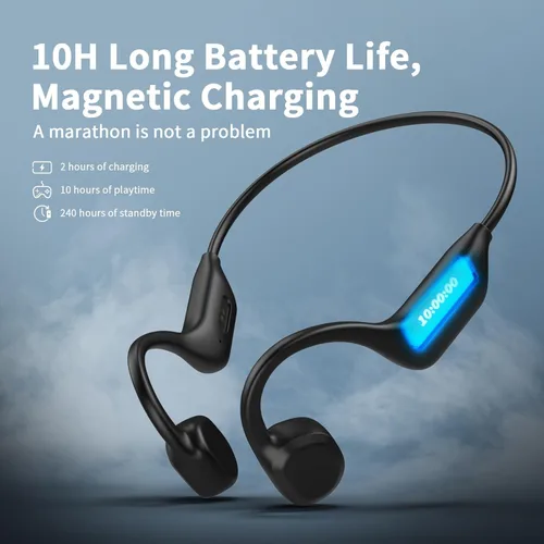 Vista 2 de Auriculares de conducción ósea, auriculares inalámbricos Bluetooth 5.3 de oreja abierta con micrófono, auriculares de entrenamiento de 10 horas