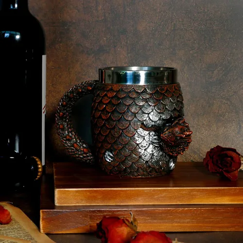 Vista 7 de alikiki Taza de café de dragón de huevo de tronos – Taza de café de dragón de 15.8 onzas para adultos, taza de cerveza de acero inoxidable, taza