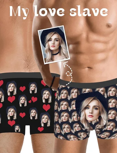 Vista 2 de Paquete de 2 calzoncillos personalizados para hombres, boxeadores personalizados para hombres con cara, regalos personalizados para hombres