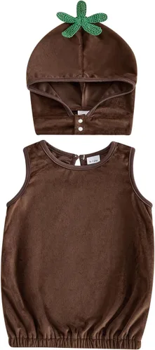 Vista 8 de Baby Boy Halloween Costumes Sleeveless Mandrake Romper Coffee