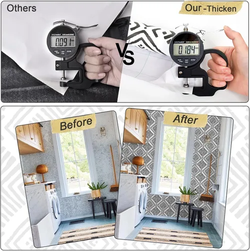 Vista 7 de Papel Tapiz Adhesivo Removible Blanco y Negro Geométrico Boho Papel de Contacto para Gabinetes Moderno Autoadhesivo Removible Papel Tapiz Cocina