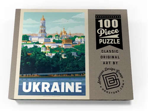 Vista 4 de MyPuzzle Ukraine: Kiev, póster vintage, rompecabezas de 100 piezas para adultos