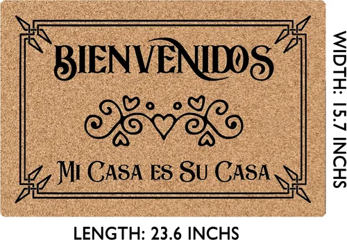 Vista 3 de Bienvenidos Mi Casa ES Su Casa - Tapete divertido para entrada con respaldo antideslizante para interiores y exteriores, tapete decorativo