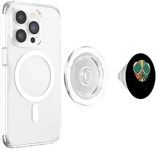 Vista 4 de Pelota de tenis de pádel retro, raqueta vintage PopSockets MagSafe PopGrip para iPhone