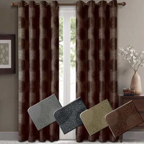 Vista 3 de Royal Hotel Bedding Lexington - Paneles de cortina de jacquard con ojales verdes, 2 paneles, 52 x 96 pulgadas cada uno