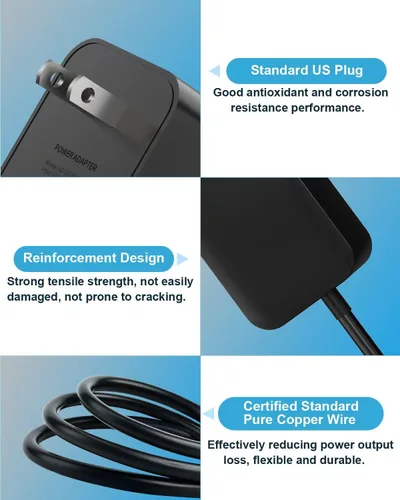 Vista 6 de Adaptador de corriente de 5V 2A para Yealink T54W compatible con Yealink Phone T54W, T46U, T57W, T48U, T46S, T53W, MP54, MP56, cable de alimentación