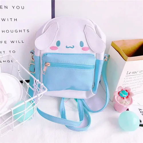 Vista 5 de ZJYJING Mini bolso de hombro lindo de dibujos animados de anime, mochila de PU, bolso escolar para niños y niñas, cosplay (azul), Azul, Anime