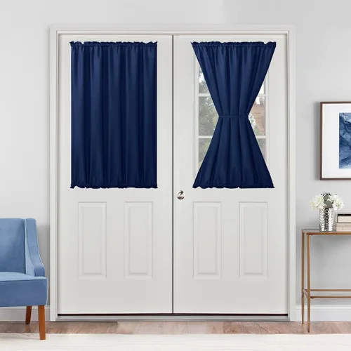 Vista 38 de Cortinas para puerta francesa, color aguamarina, 24 pulgadas de ancho x 40 pulgadas de largo, 1 panel Bolsillo para barra, semitransparente