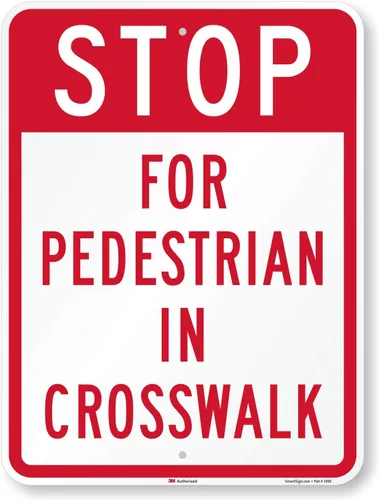 Vista 5 de SmartSign Letrero "Stop For Peatrian In Crosswalk" Aluminio reflectante de grado diamante 3M de 18 x 24 pulgadas