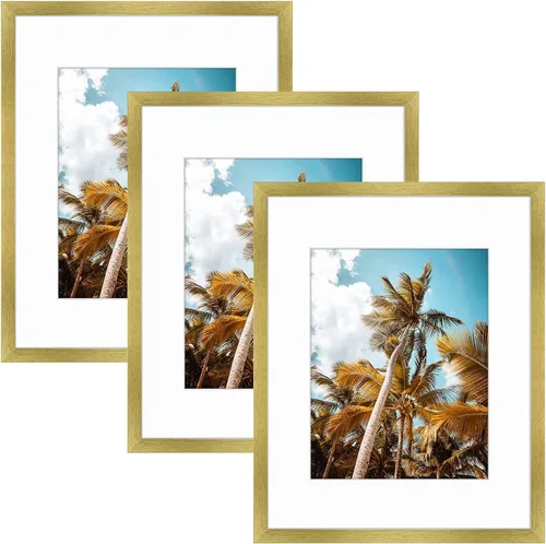 Vista 93 de Frametory, Marco de fotos de 11 x 14 pulgadas con paspartú para fotos de 8 x 10 pulgadas, moldeado ancho de vidrio de alta definición, accesorios