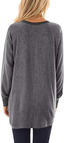 Vista 2 de Sudadera con estampado de letras de mamá oso para mujer, estilo informal, con bloques de color, cuello redondo, bolsillos, blusas, túnica