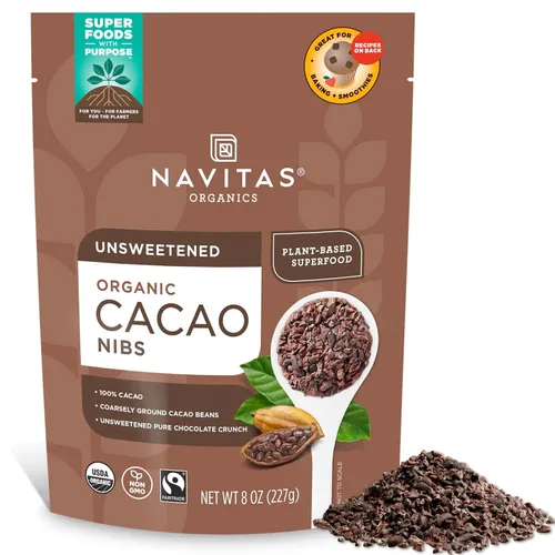 Vista 8 de Navitas Organics Cacao Nibs – Crujido de Chocolate Negro Sin Azúcar – Antioxidantes, Minerales, Fibra – Para Mezcla de Frutos Secos, Horneado y Más